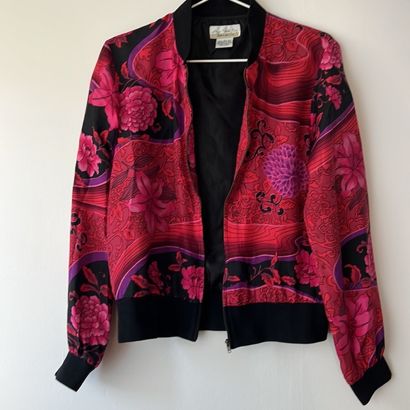 100% Silk Bomber Jacket by New York City Design Co. Size Small - Picture 6 of 8